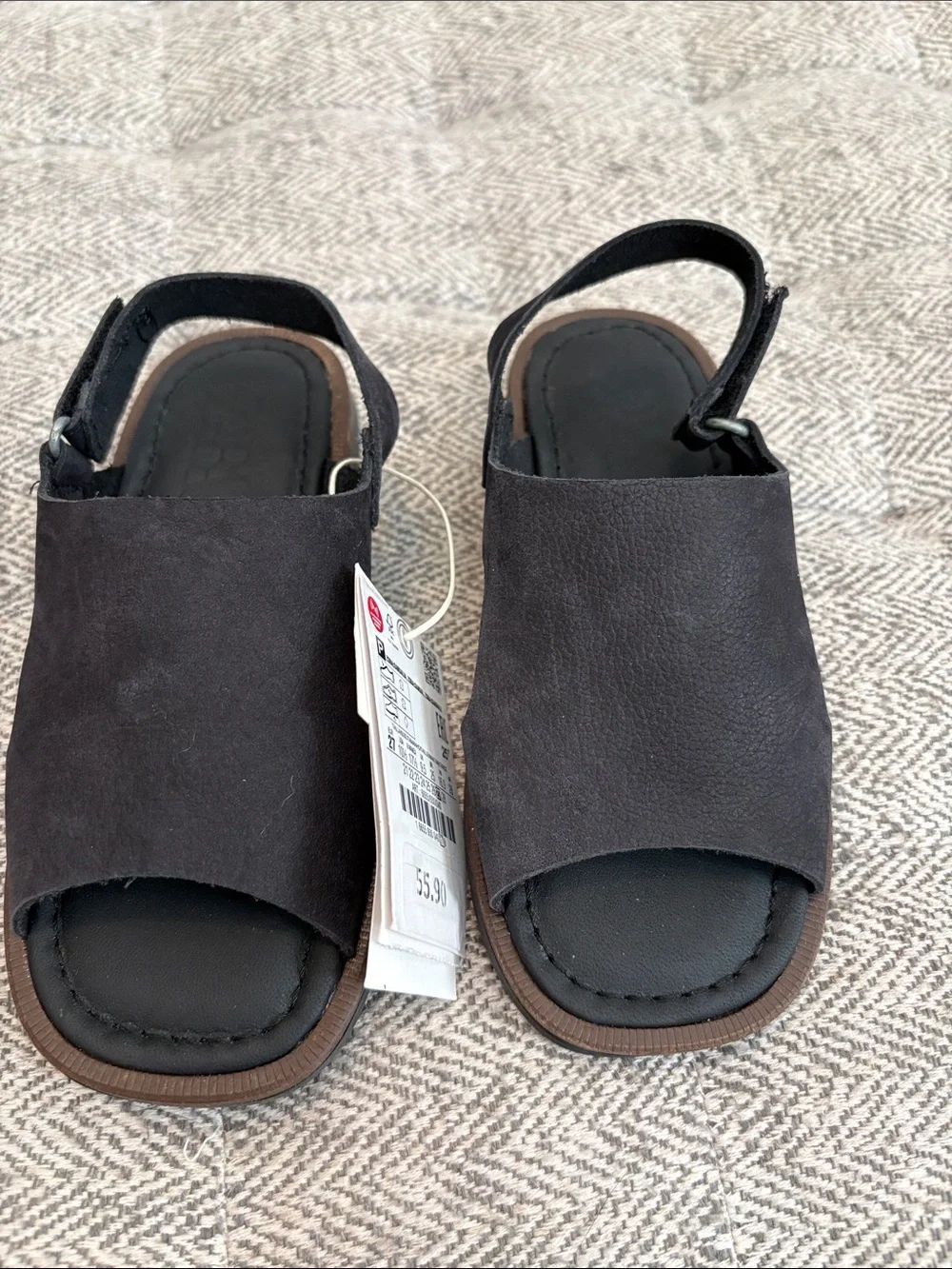 Zara black leather sandals size 10.5